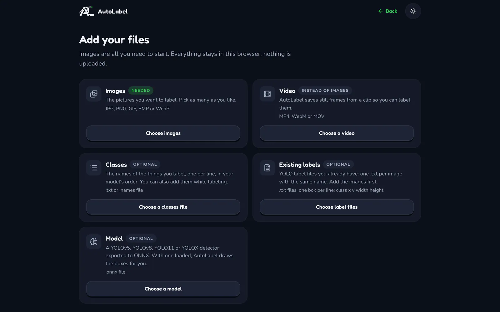 AutoLabel on a laptop: Add images, a video or your own model