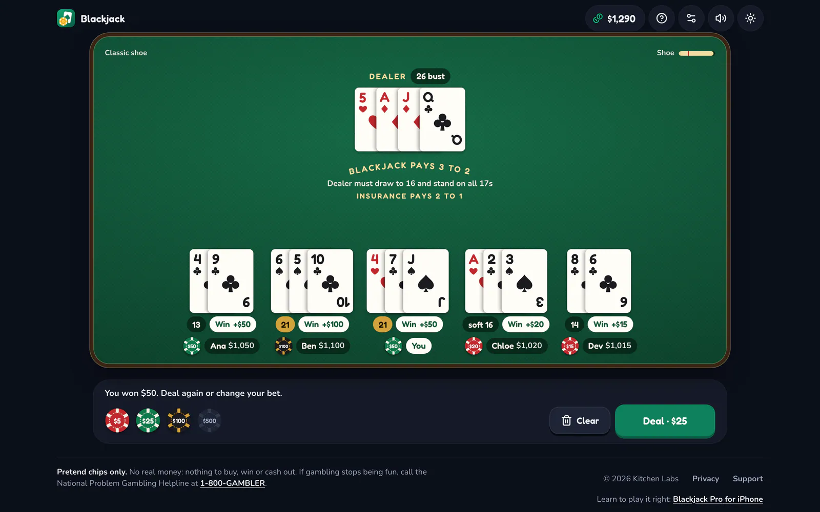 Blackjack on a laptop: Double down and win