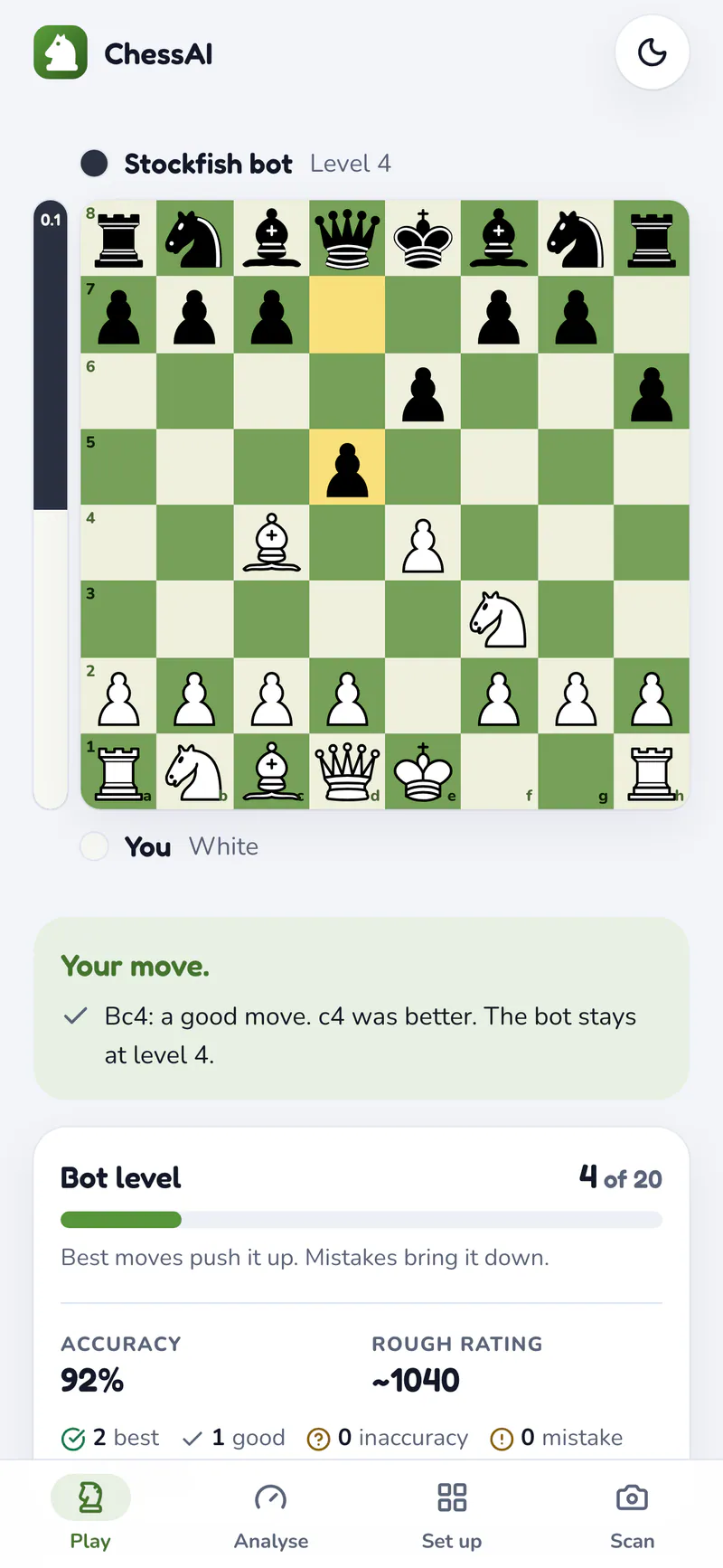 ChessAI on a phone: Playing on a phone