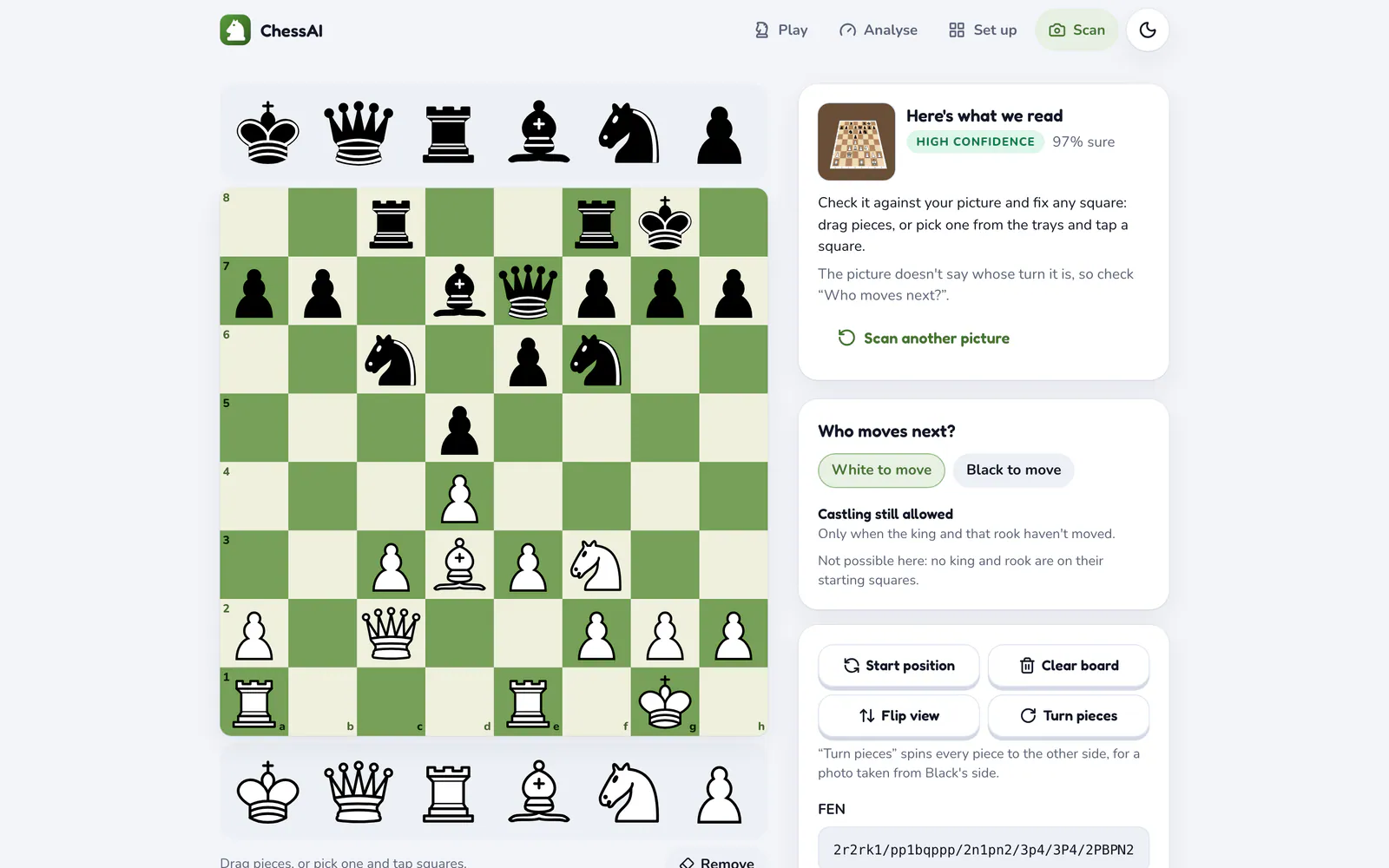 ChessAI on a laptop: A board read from a photo