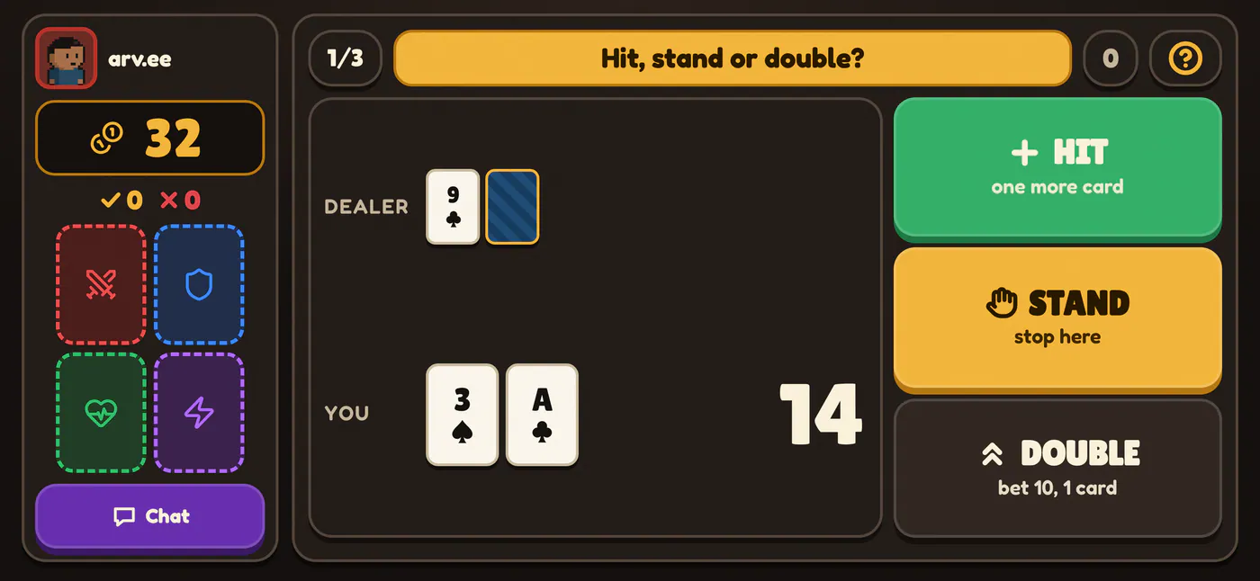 Chiquitos: Ukiyo on a phone held sideways: Your phone is the controller: hit, stand or double