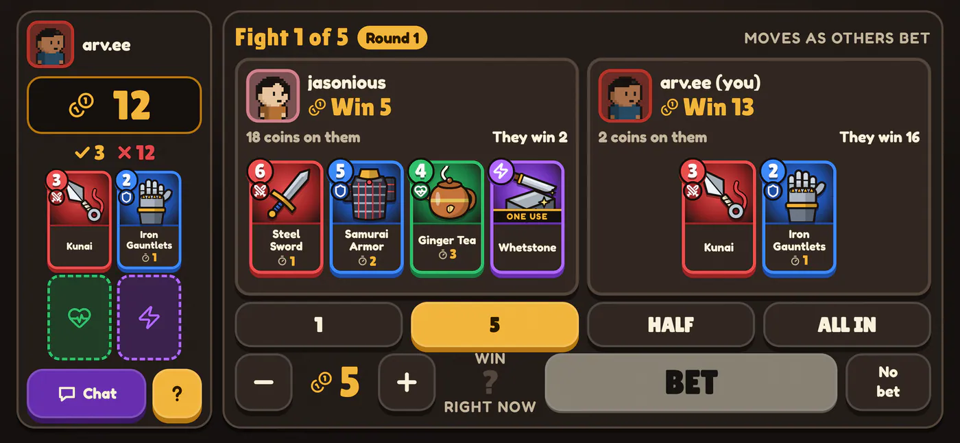 Chiquitos: Ukiyo on a phone held sideways: Bet on a fight