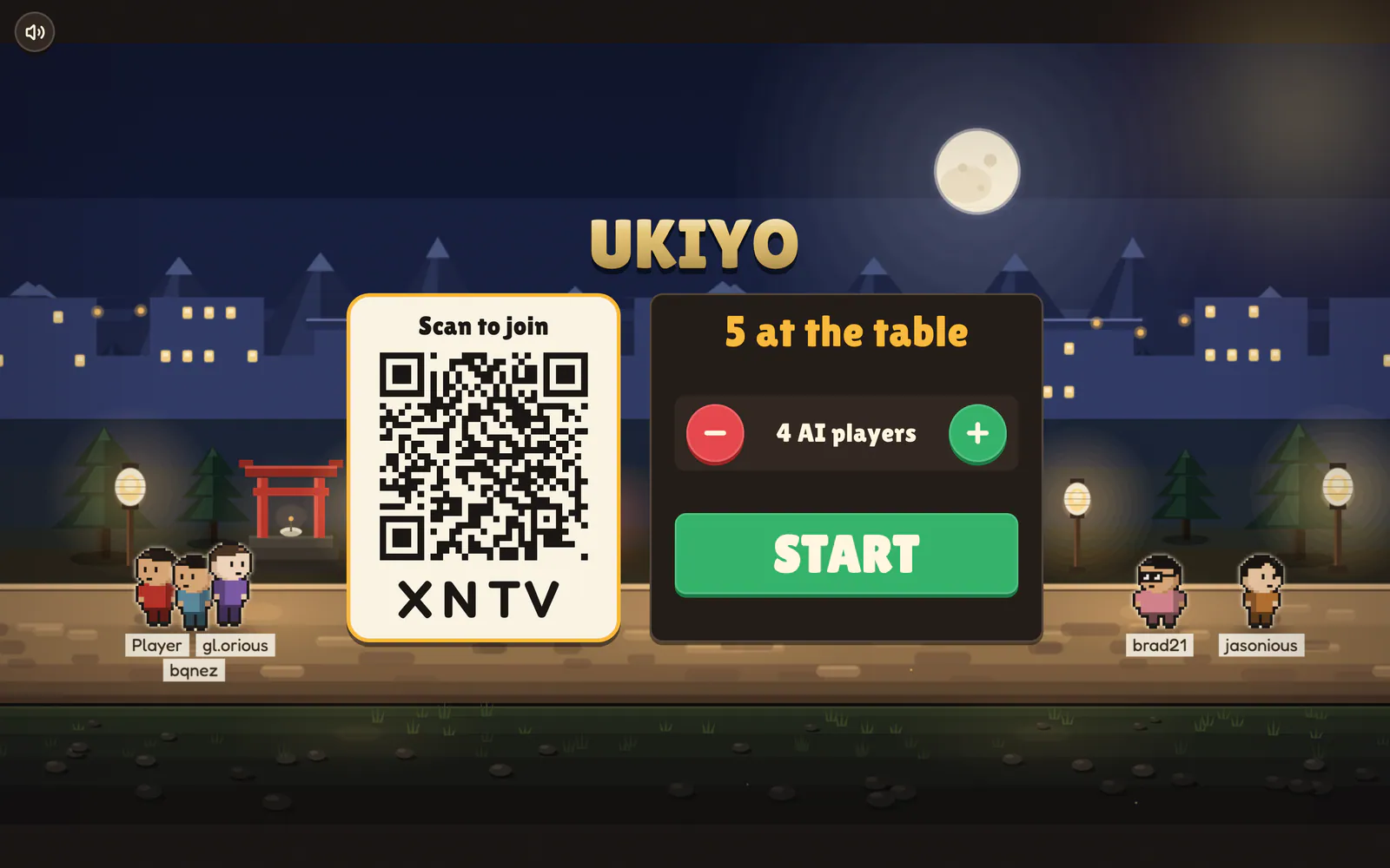 Chiquitos: Ukiyo on a laptop: Friends join by scanning the code with their phones