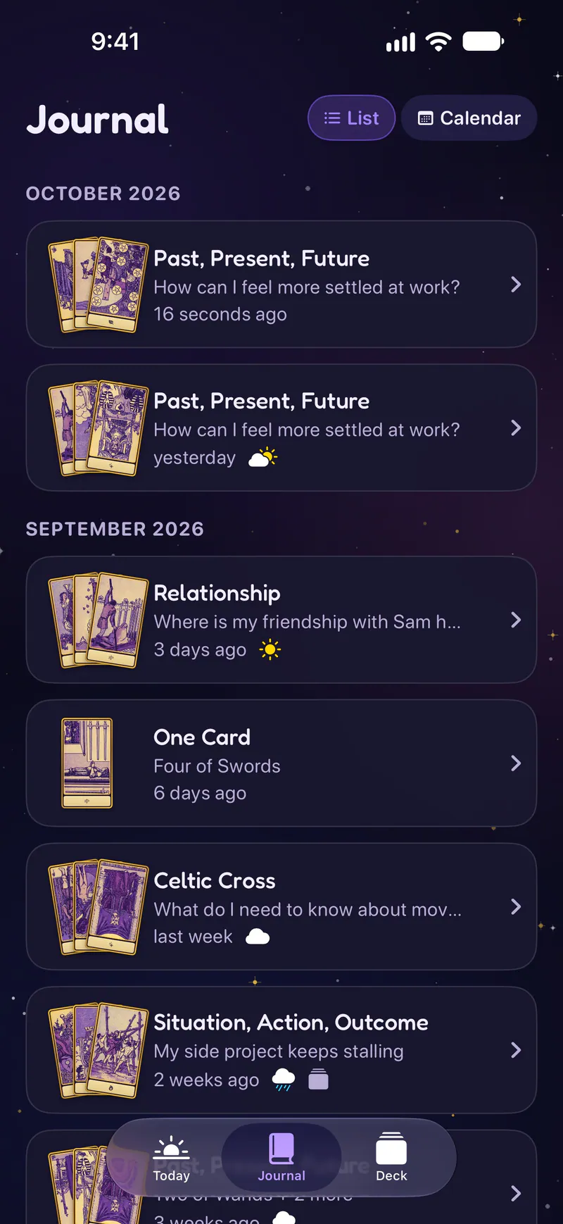 Cosmiq on a phone: A journal of every reading