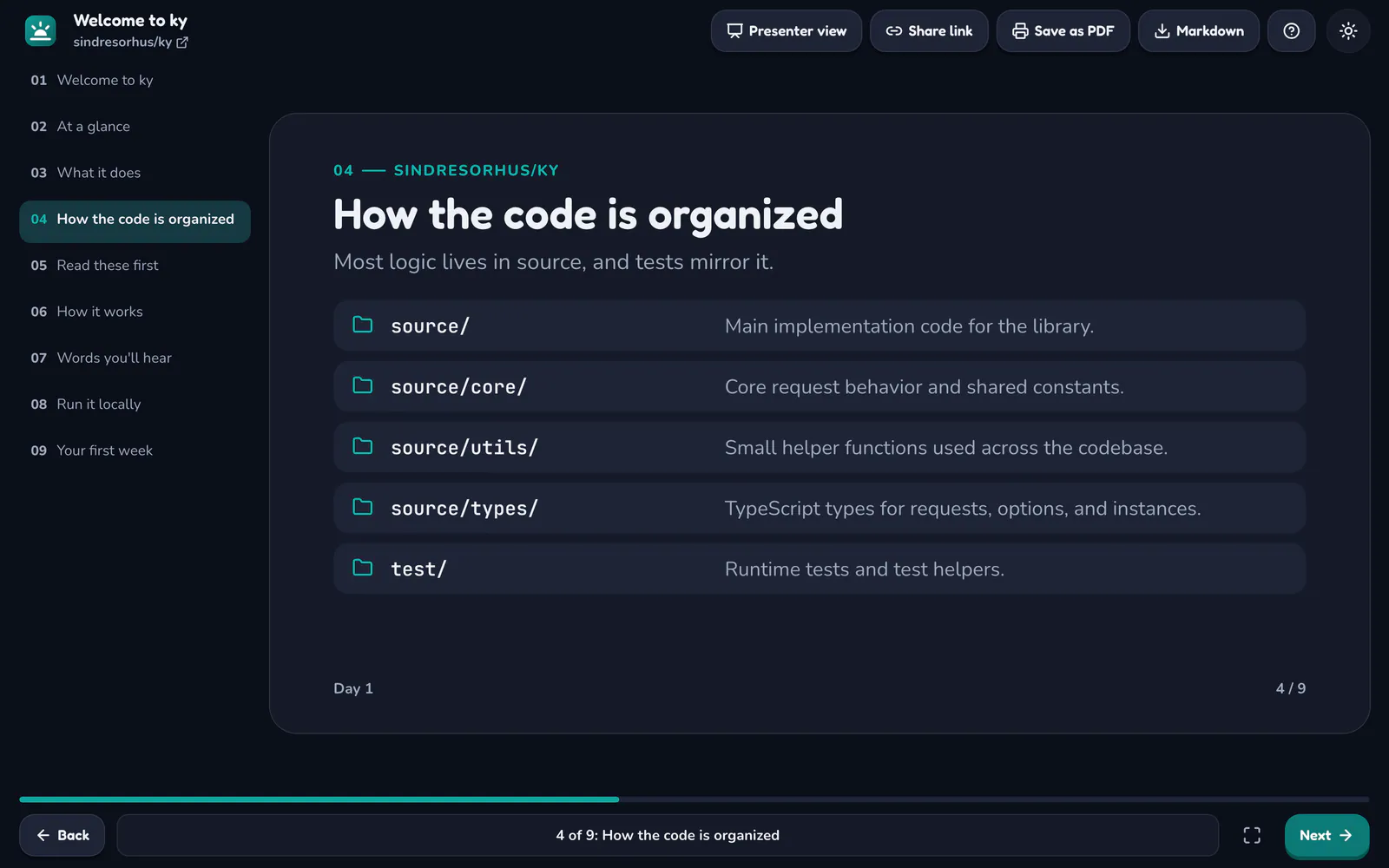 Day 1 on a laptop: How the code is organised