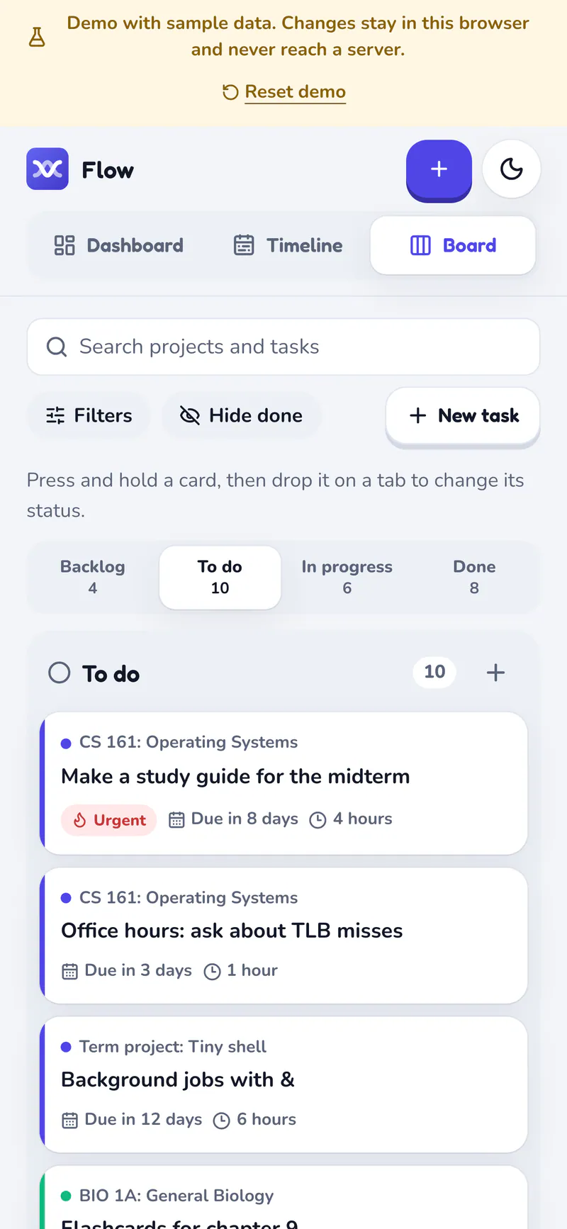 Flow on a phone: The board on a phone