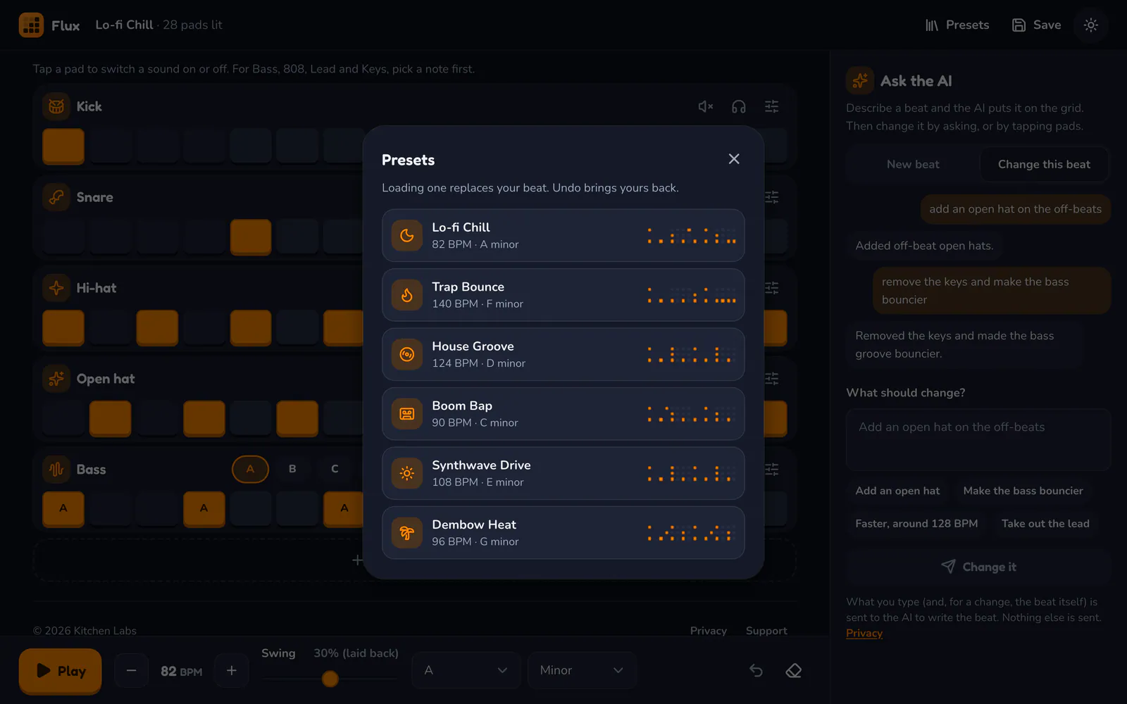 Flux on a laptop: Start from a preset