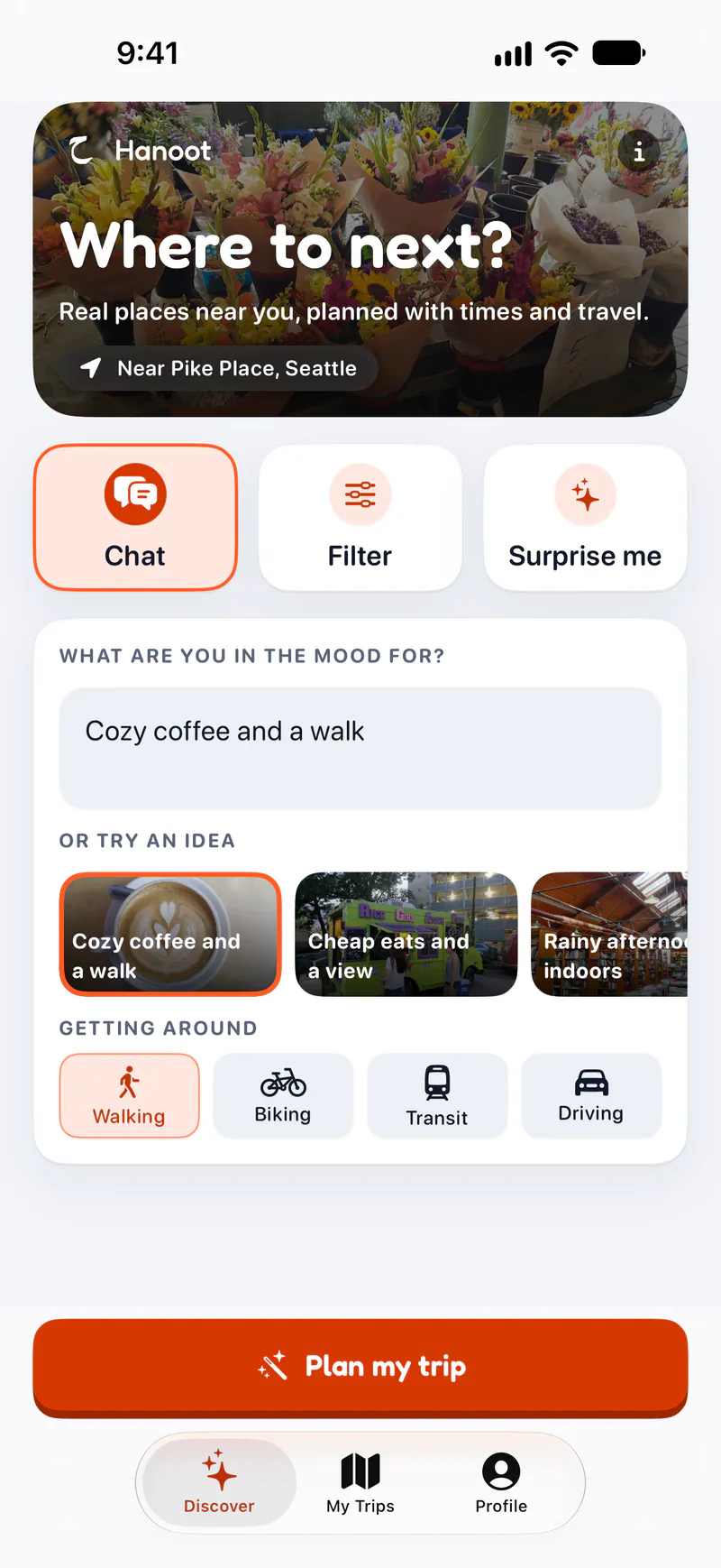 Hanoot on a phone: Say what you feel like and where you are