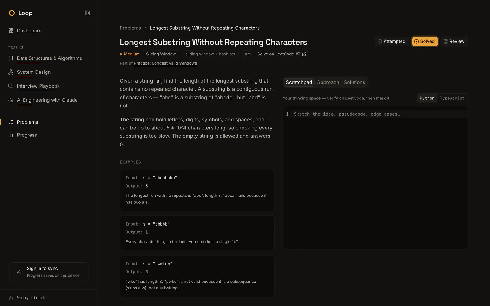 Loop on a laptop: A problem with hints and your notes