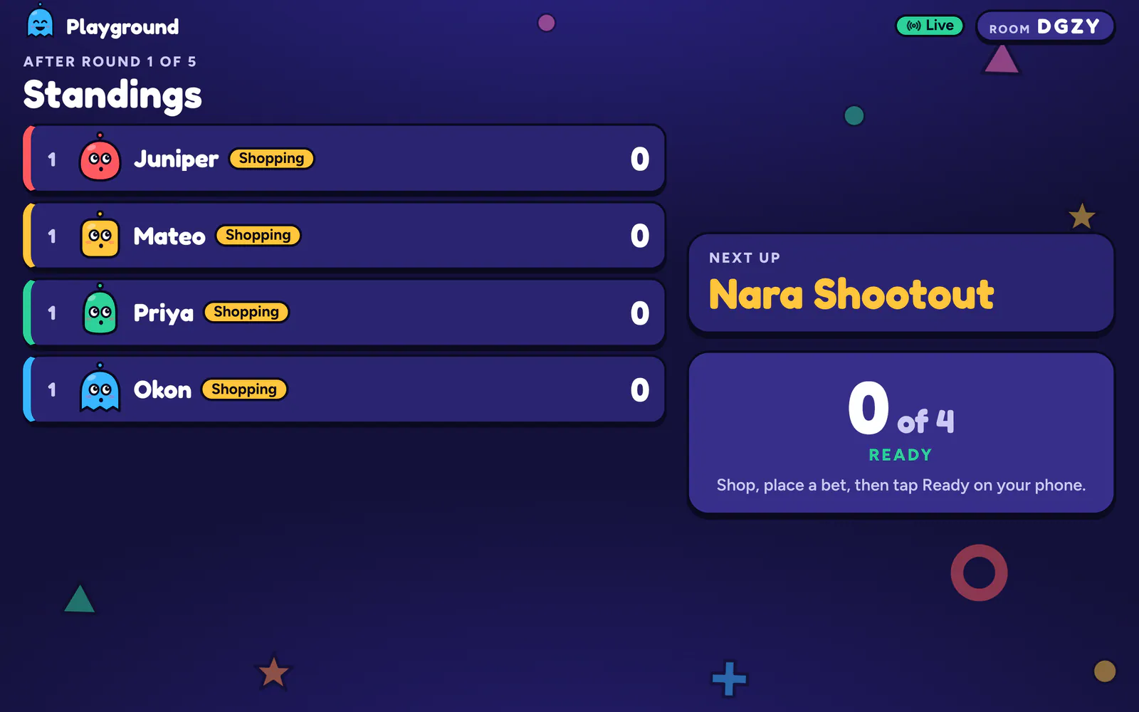 Playground on a laptop: Standings between rounds, and what's next