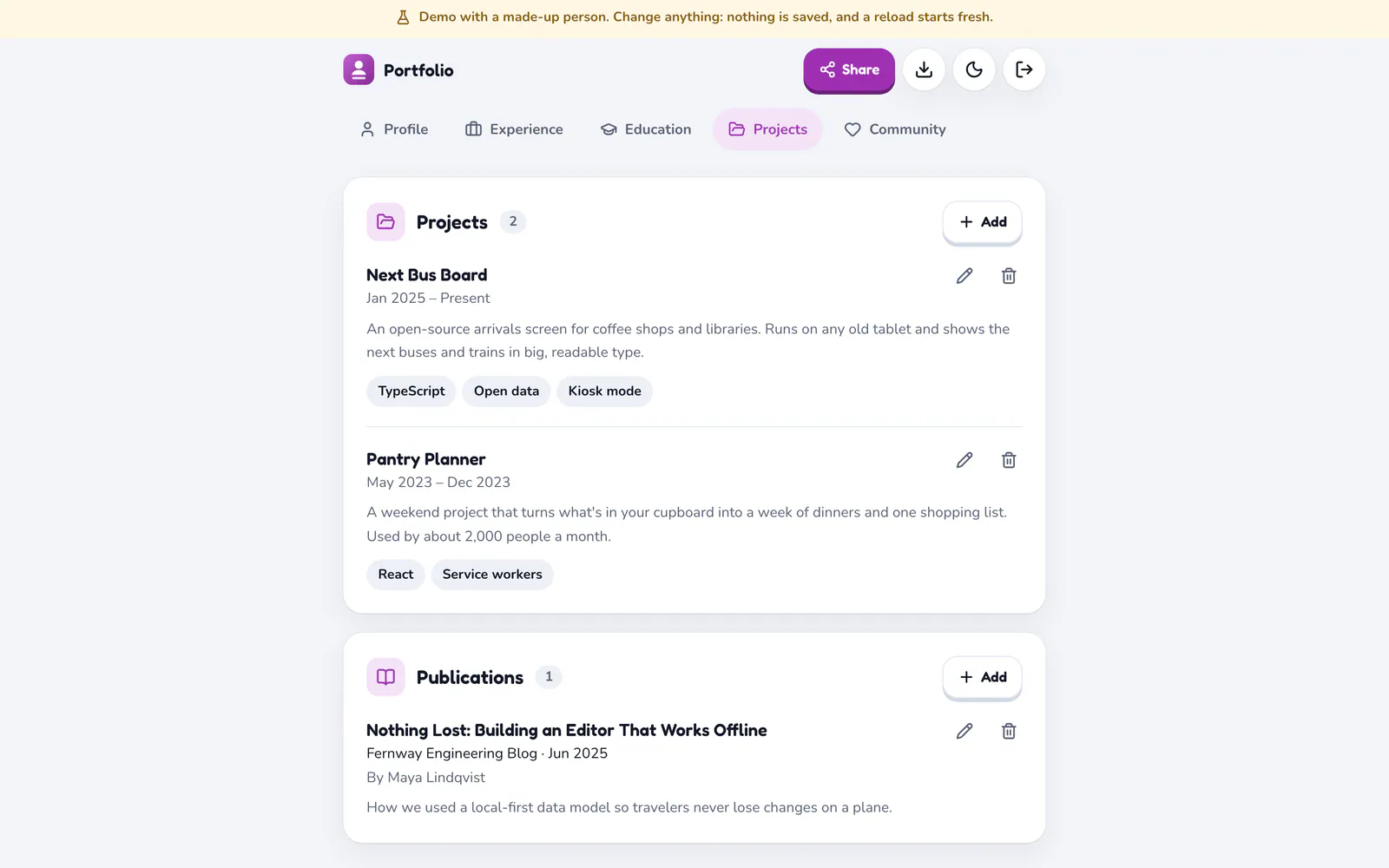 Portfolio on a laptop: Projects with links
