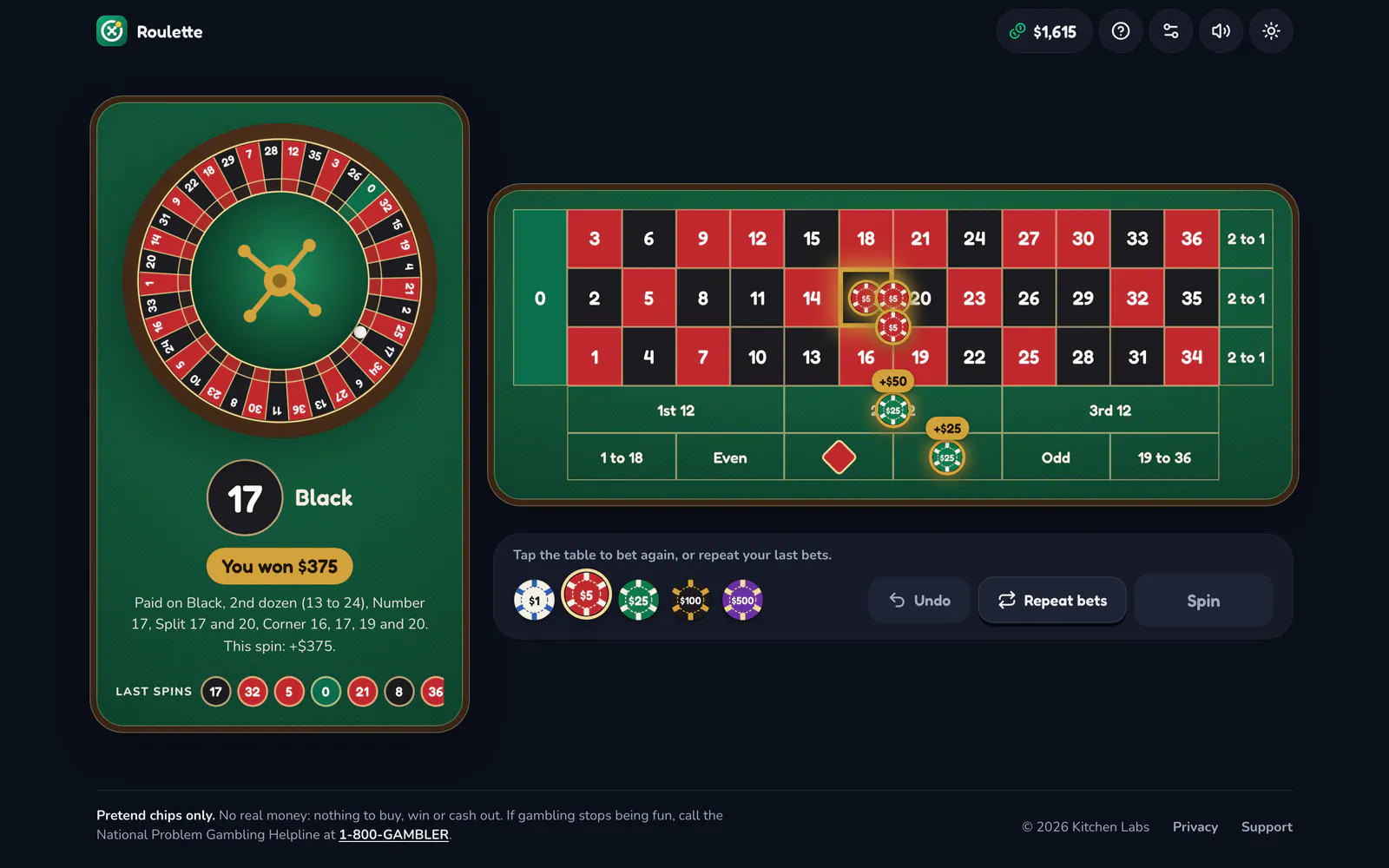 Roulette on a laptop: A winning spin, paid out