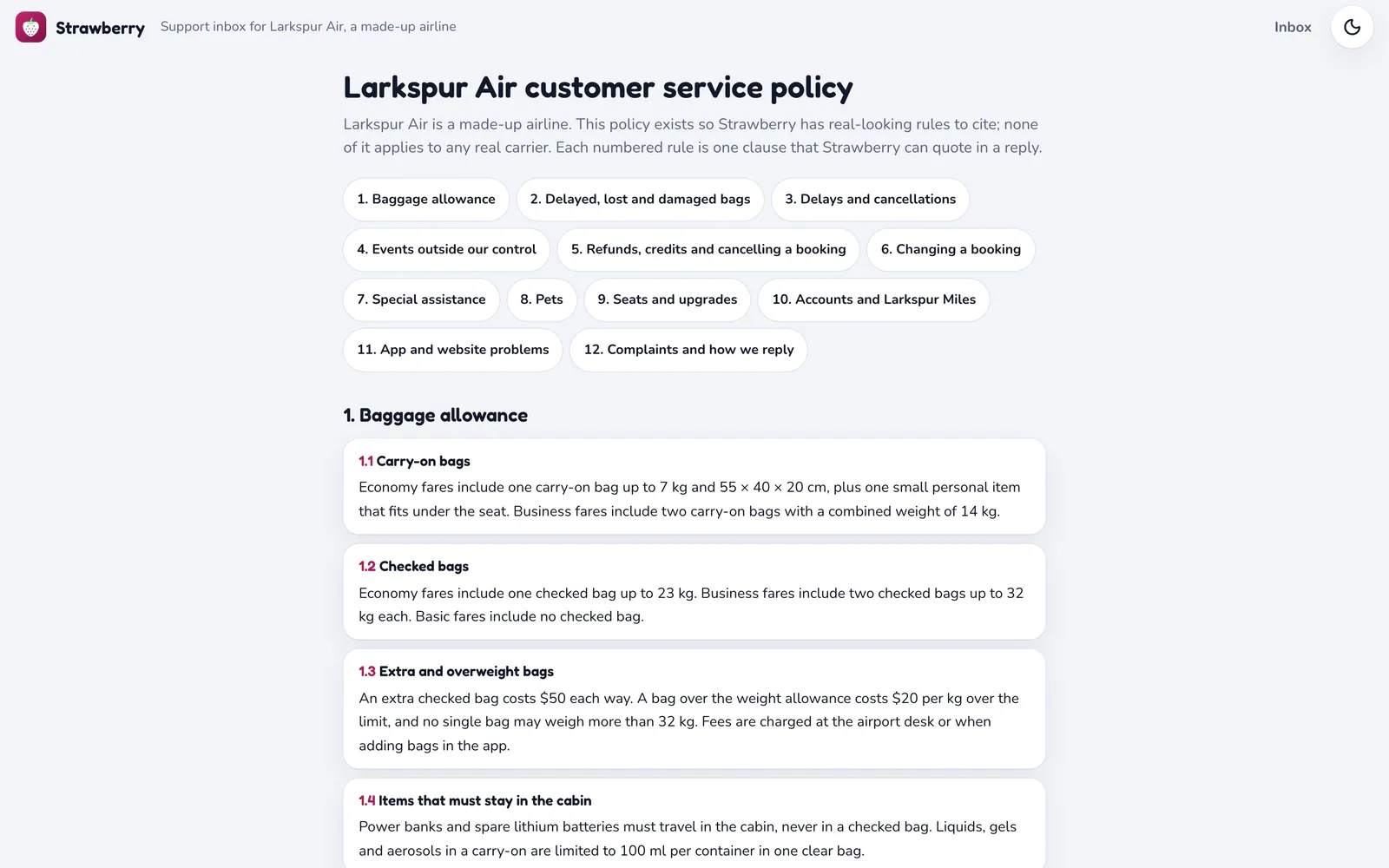 Strawberry on a laptop: The airline's policy, one rule at a time