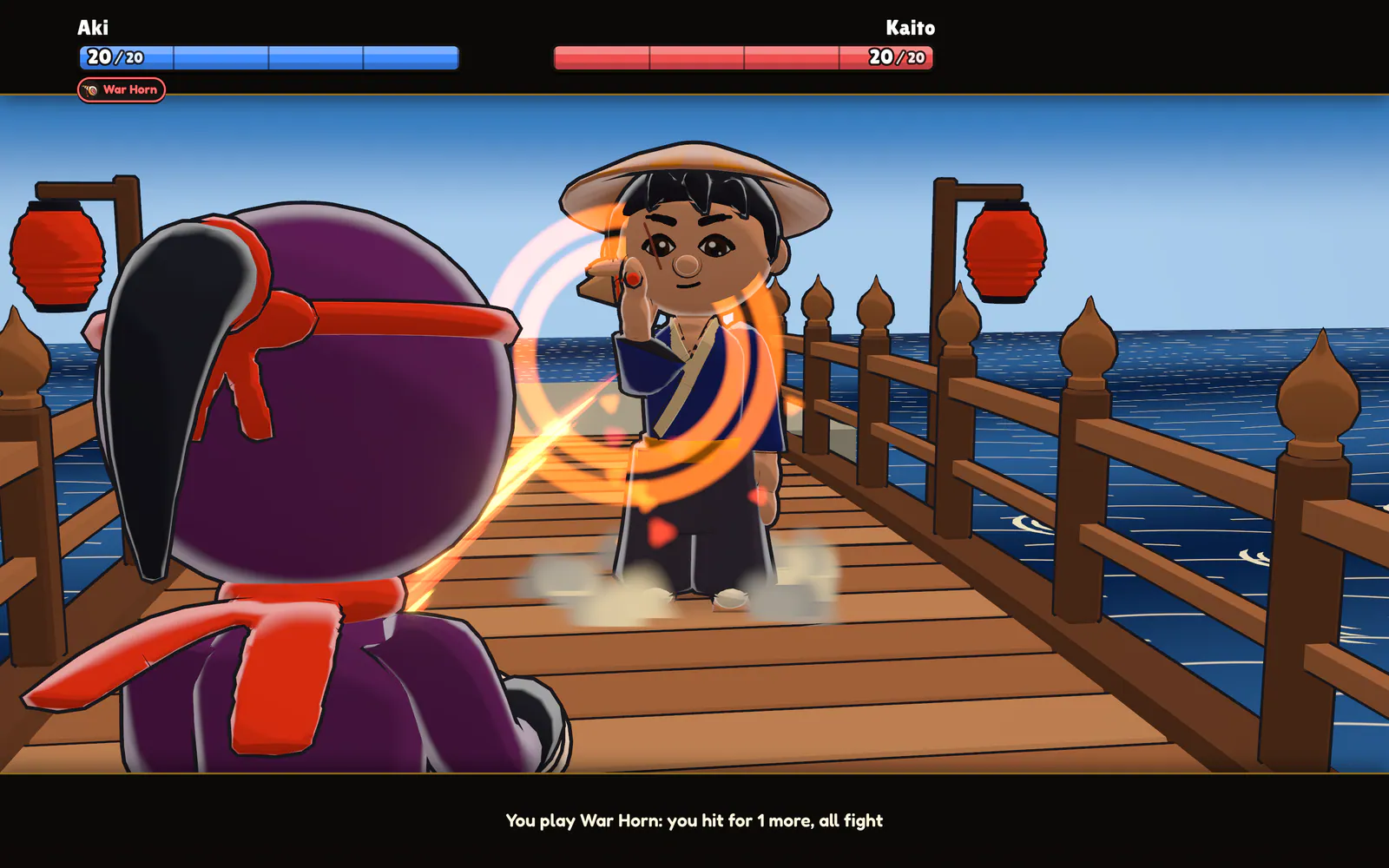 Ukiyo Duels on a laptop: War Horn: you hit harder for the rest of the fight