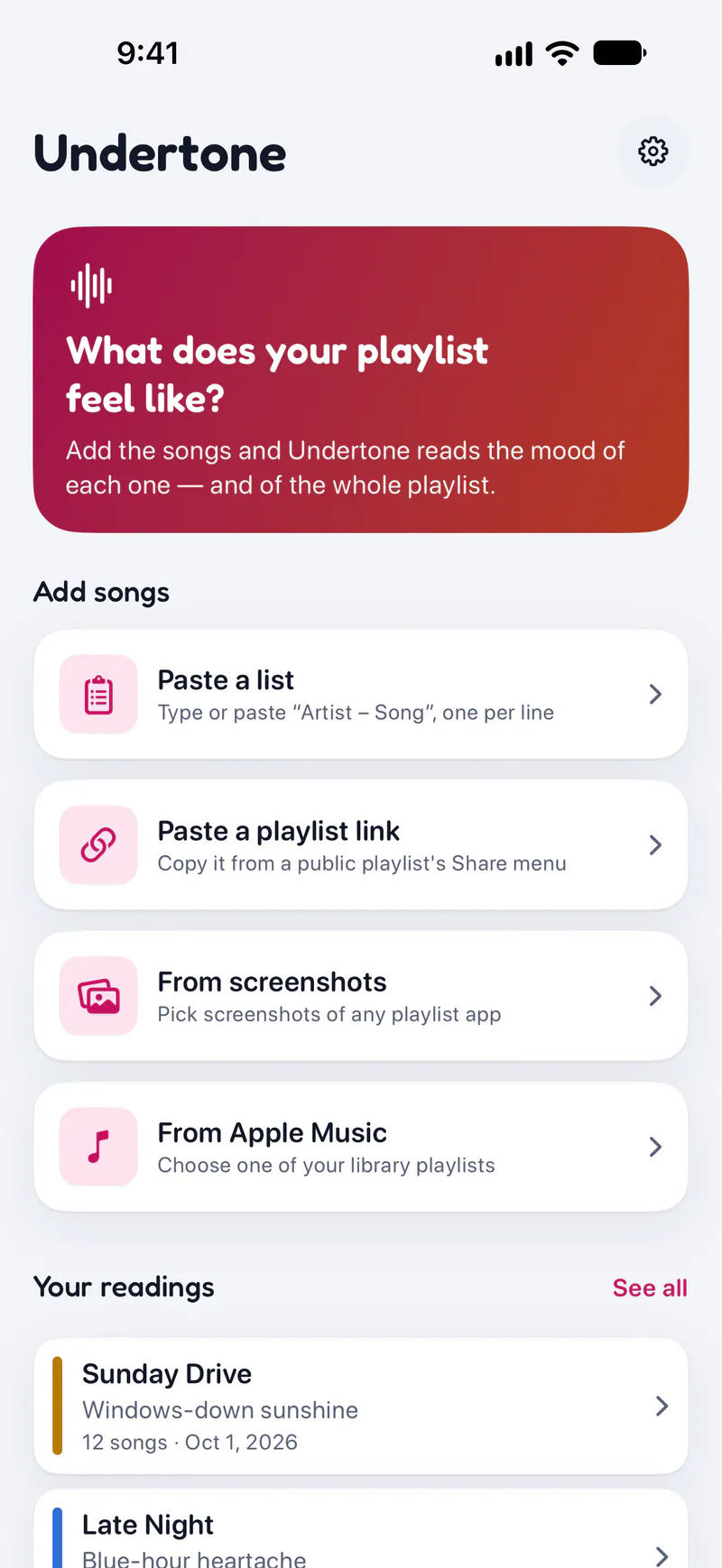 Undertone on a phone: Paste a list, a link or screenshots