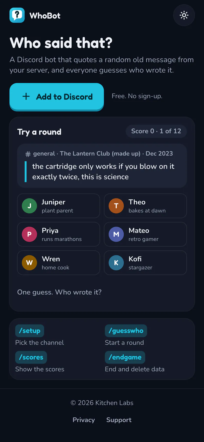 WhoBot on a phone: WhoBot on a phone